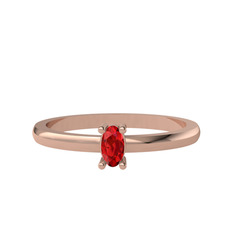 Minimal Oval Yüzük - Garnet 925 ayar rose altın kaplama gümüş yüzük #vcpvtv