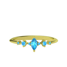 Minimal Aster Yüzük - Akuamarin 8 ayar altın yüzük #14ch267