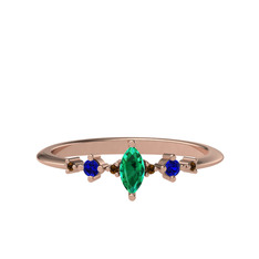 Yeşil kuvars, lab safir ve dumanlı kuvars 925 ayar rose altın kaplama gümüş yüzük