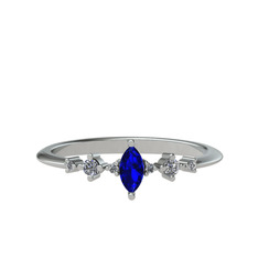 Minimal Aster Yüzük - Lab safir ve beyaz zirkon 18 ayar beyaz altın yüzük #1j1zu0q