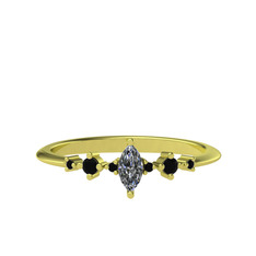 Beyaz zirkon ve siyah zirkon 925 ayar altın kaplama gümüş yüzük