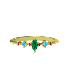 Minimal Aster Yüzük - Yeşil kuvars, akuamarin ve rodolit garnet 925 ayar altın kaplama gümüş yüzük #1qtlfdc