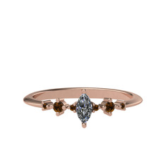 Beyaz zirkon ve dumanlı kuvars 8 ayar rose altın yüzük