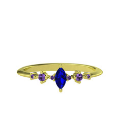 Minimal Aster Yüzük - Lab safir ve ametist 8 ayar altın yüzük #39liiz