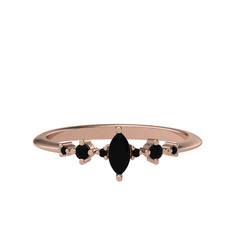 Minimal Aster Yüzük - Siyah zirkon 18 ayar rose altın yüzük #8mbolp