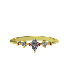 Minimal Aster Yüzük - Beyaz zirkon ve rodolit garnet 925 ayar altın kaplama gümüş yüzük #8yxl96