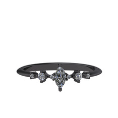 Minimal Aster Yüzük - Beyaz zirkon 925 ayar siyah rodyum kaplama gümüş yüzük #b725ac