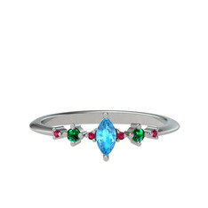 Minimal Aster Yüzük - Akuamarin, yeşil kuvars ve rodolit garnet 925 ayar gümüş yüzük #hzlyog