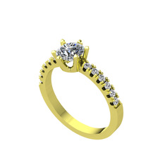Mazus Tektaş Yüzük - Pırlanta ve beyaz zirkon 14 ayar altın yüzük (0.92 karat) #10s3v6r