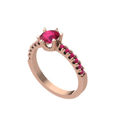Mazus Tektaş Yüzük - Rodolit garnet 18 ayar rose altın yüzük #116e182