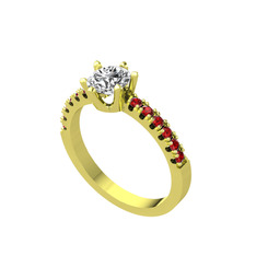 Swarovski ve garnet 14 ayar altın yüzük