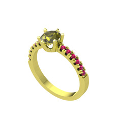 Peridot ve rodolit garnet 18 ayar altın yüzük