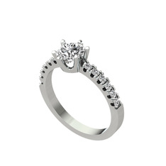 Swarovski ve beyaz zirkon 14 ayar beyaz altın yüzük