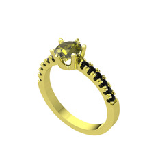 Peridot ve siyah zirkon 8 ayar altın yüzük