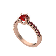 Garnet ve kök yakut 18 ayar rose altın yüzük