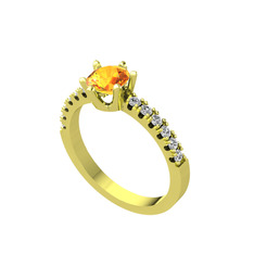Sitrin ve swarovski 14 ayar altın yüzük