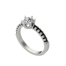 Swarovski ve siyah zirkon 18 ayar beyaz altın yüzük