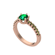 Mazus Tektaş Yüzük - Yeşil kuvars ve peridot 8 ayar rose altın yüzük #1ljj270