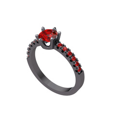 Garnet 925 ayar siyah rodyum kaplama gümüş yüzük