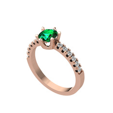 Mazus Tektaş Yüzük - Yeşil kuvars ve swarovski 8 ayar rose altın yüzük #1n5bc11
