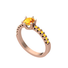 Sitrin 18 ayar rose altın yüzük