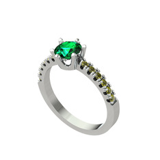 Yeşil kuvars ve peridot 925 ayar gümüş yüzük