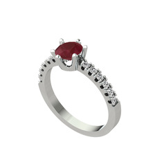 Kök yakut ve swarovski 8 ayar beyaz altın yüzük