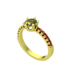 Peridot ve garnet 925 ayar altın kaplama gümüş yüzük