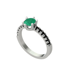Kök zümrüt ve siyah zirkon 925 ayar gümüş yüzük