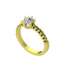 Mazus Tektaş Yüzük - Beyaz zirkon ve peridot 14 ayar altın yüzük #300xh5