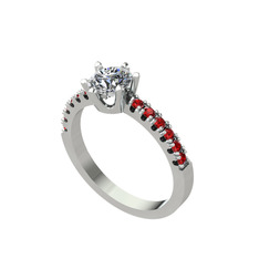 Pırlanta ve garnet 8 ayar beyaz altın yüzük (0.92 karat)