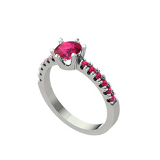 Rodolit garnet 14 ayar beyaz altın yüzük