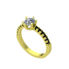 Mazus Tektaş Yüzük - Pırlanta ve siyah zirkon 14 ayar altın yüzük (0.92 karat) #bwkt9u