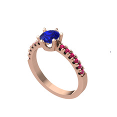 Lab safir ve rodolit garnet 14 ayar rose altın yüzük