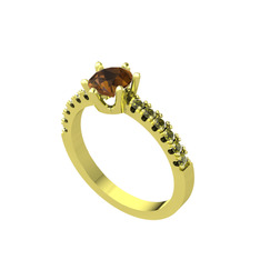 Dumanlı kuvars ve peridot 14 ayar altın yüzük