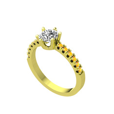 Swarovski ve sitrin 8 ayar altın yüzük