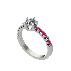 Mazus Tektaş Yüzük - Pırlanta ve rodolit garnet 925 ayar gümüş yüzük (0.92 karat) #lp0uxj