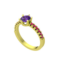 Ametist ve rodolit garnet 8 ayar altın yüzük
