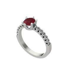 Mazus Tektaş Yüzük - Kök yakut ve pırlanta 8 ayar beyaz altın yüzük (0.24 karat) #mlh3w0