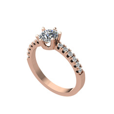 Mazus Tektaş Yüzük - Pırlanta ve swarovski 925 ayar rose altın kaplama gümüş yüzük (0.92 karat) #mynaw4