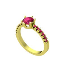 Rodolit garnet 14 ayar altın yüzük