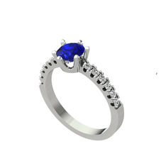 Lab safir ve swarovski 925 ayar gümüş yüzük