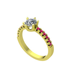 Pırlanta ve rodolit garnet 18 ayar altın yüzük (0.92 karat)