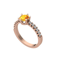 Sitrin ve swarovski 14 ayar rose altın yüzük
