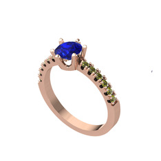 Mazus Tektaş Yüzük - Lab safir ve peridot 8 ayar rose altın yüzük #q31ttx