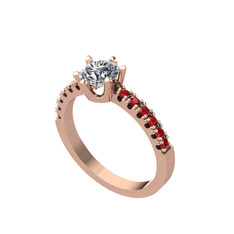 Mazus Tektaş Yüzük - Pırlanta ve garnet 14 ayar rose altın yüzük (0.92 karat) #sbxyq