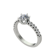 Mazus Tektaş Yüzük - Pırlanta ve beyaz zirkon 8 ayar beyaz altın yüzük (0.92 karat) #tju8i7