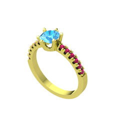 Mazus Tektaş Yüzük - Akuamarin ve rodolit garnet 8 ayar altın yüzük #urk2t