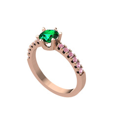 Mazus Tektaş Yüzük - Yeşil kuvars ve pembe kuvars 925 ayar rose altın kaplama gümüş yüzük #vmadyl