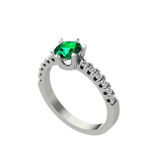 Mazus Tektaş Yüzük - Yeşil kuvars ve beyaz zirkon 14 ayar beyaz altın yüzük #vx5ilp